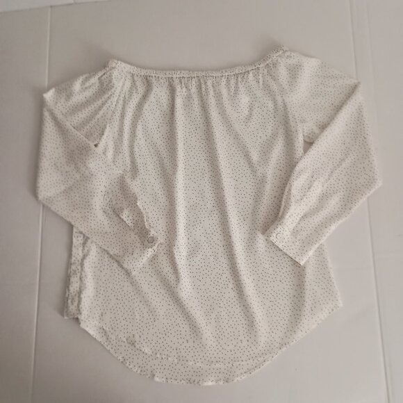 Rag and Bone Silk White with Black Gray Dots Off-Shoulder Shirt Woman’s Size XS - Picture 11 of 15